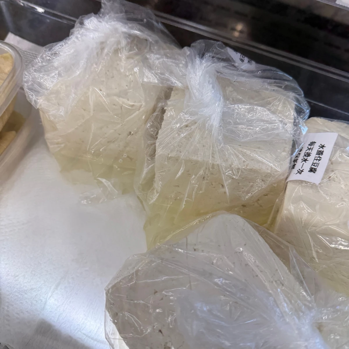 Packaged tofu photographed in the store